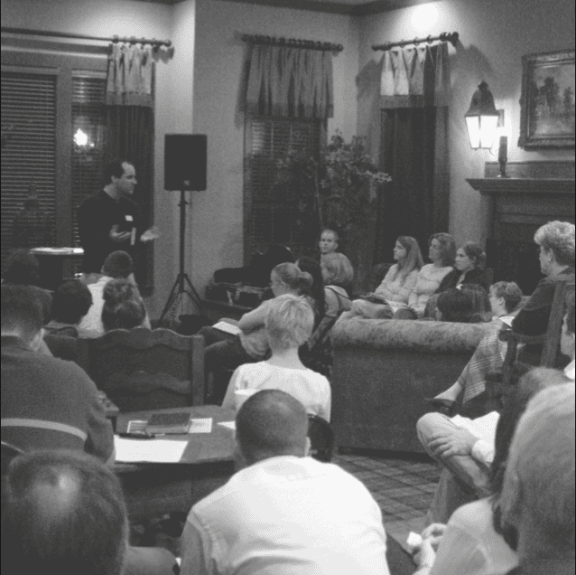 Community gathering at Rolling Hills Community Church during a church event or meeting.